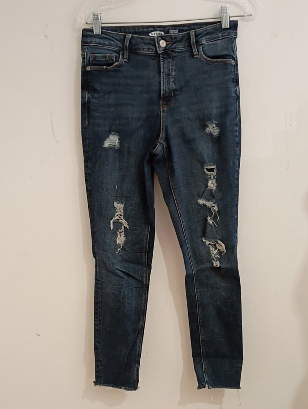 Old Navy Dark Blue Distressed Skinny Jeans